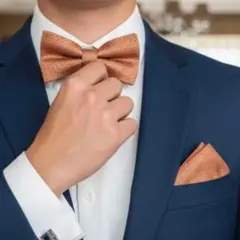 蝶ネクタイ チーフ セット オレンジ 結婚式 新郎 メンズフォーマル パーティー