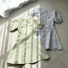 An MILLE ツイード ミニワンピース グリーン