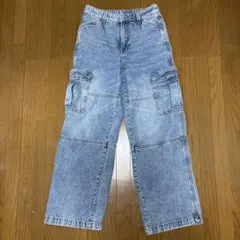 H＆M デニムブルー カーゴパンツ EUR 34
