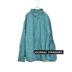 ジャーナルスタンダード【訳あり】ストライプシャツ Lサイズ グリーン　綿100