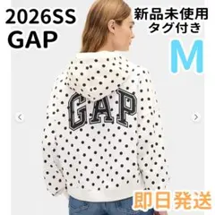 GAP リラックス ミニGAPロゴ クロップドパーカー M 水玉