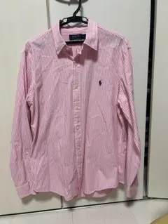 POLO RALPH LAUREN ピンクストライプ長袖シャツ M