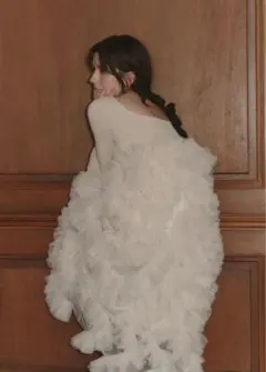 notre emor ruffle tulle dress ベージュ
