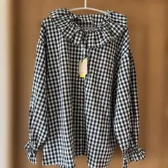 nest Robe 先染めリネンフリルカラー ギンガム ブラウス 2way - メルカリ