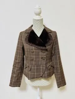極美品⭐️axes femme アクシーズ チェック柄ジャケット ベロア クラロリ