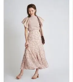 スナイデル シアーギャザースリーブニットプルオーバートップスピンク 綿混紡