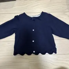 jacadi スカラップのネイビーカーディガン　80