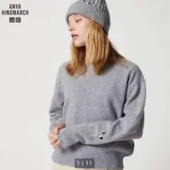 【美品】ユニクロ アニヤハインドマーチ プレミアムラム クルーネックセーター／Ｌ