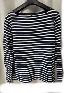 UNIQLO ネイビー/ホワイトストライプ M ボーダー　ロンT カットソー