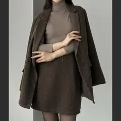 Louere セットアップ ヘリンボーンテーラードジャケット＋ミニスカートセット