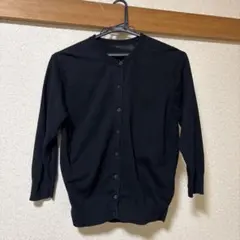 無印良品　綿100% ブラック 七分袖 カーディガン M