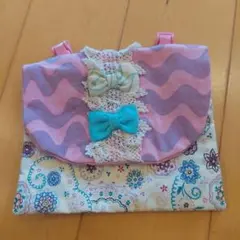 移動ポケットハンドメイド ピンクと白の花柄