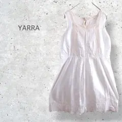 【YARRA】　ノースリーブ　フレアワンピース　レース刺繍　シェルボタン　白のサムネイル