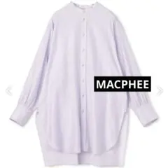 美品 MACPHEE コットンモールスキン バンドカラー チュニック ブラウス