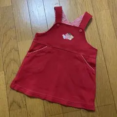 familiar 赤いウサギとクマ刺繍ジャンパースカート 80