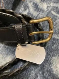希少 レノマ renoma ヴィンテージ レザーメッシュベルト ドッグタグ黒のサムネイル