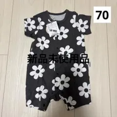 【新品】BREEZE ロンパース 花柄 ブラック 70cmのサムネイル