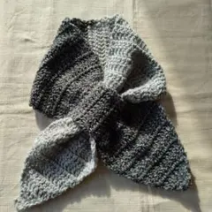 ハンドメイド　手編み　リボンマフラー　ミニマフラー