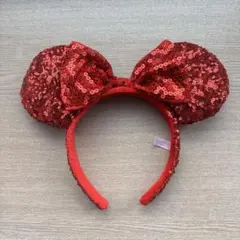 ミニーマウス風 赤いスパンコールカチューシャ