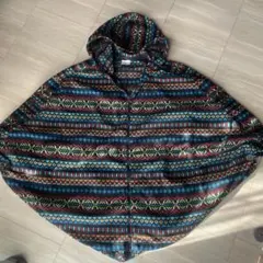 Colombiaフリース素材 フード付きポンチョ