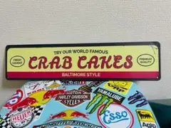 【N7】Crab Cakes　カニのケーキ　アメリカ料理　ブリキ看板 ショップ