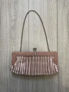 パーティーバッグ ピンク ビジュー プリーツデザイン ハンドバッグ