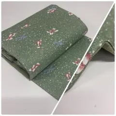 ア*チ様 zz549 緑地に花柄 正絹 大小霰 名古屋帯 名古屋仕立て 11/1