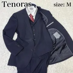 美品✨メンズティノラス　セットアップ　スーツ　ストライプ　ネイビー　ダブル　M メンズティノラス セットアップスーツ3ピース ネイビー L