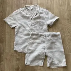 H&M リネン半袖シャツとショートパンツセット 128cm セットアップ