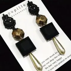 《№532》ꫛꫀꪝ マットブラック×マットゴールド×スワロピアス