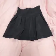 黒 フレアスカート ミニ丈 ウエストジッパー