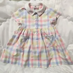 parentsdream チェック柄 半袖ワンピース 90