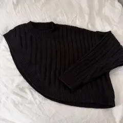 select moca 黒 リブ編み 長袖ニット