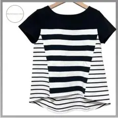 【良品】バンヤードストーム ストライプ 半袖Tシャツ 黒 白 体型カバー 0