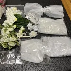 ウェディング小物セット結婚式小物 ブーケ レース 二の腕隠し 髪飾りリボン