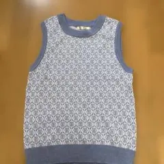 【新品】総柄 ニットベスト グレー