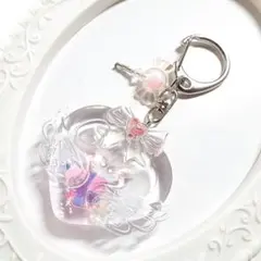 レジン シェイカー キーホルダー シャカシャカ ハート ピンク チャーム オイル