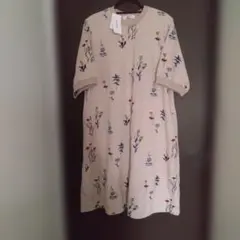SUPER HAKKA花柄刺繍 半袖シャツワンピース ベージュ