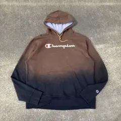 は*ち様 鬼フェード Champion ロゴプリントパーカー L-XL 褪色 グ