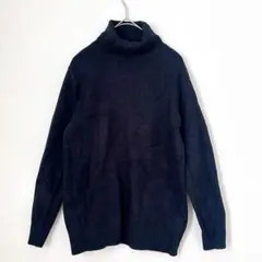 タートルネック 長袖 リブ 無地 M 黒 ニット セーター 上品 輸入古着
