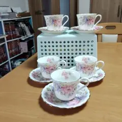 エクシードボン　花柄カップ&ソーサー5客セット