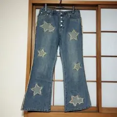 Y2K　ハイウエストフリンジ付きフレアデニム