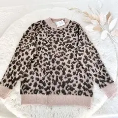 新品＊VIS ヴィス ウール混 ヒョウ柄ニットプルオーバー