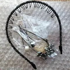 エレガント　カチューシャ　ヘアピン　花　パール風　セット