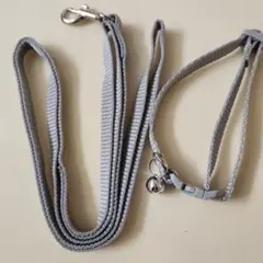【新品】小型犬·中型犬·ねこ用 首輪&リードセット グレー 鈴付き 調整可能
