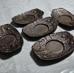 鋳鉄製 茶托 5枚セット 伝統文様