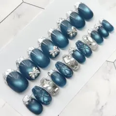 3000.（全サイズ現品販売）マグネット×ガラスフレンチネイルチップ