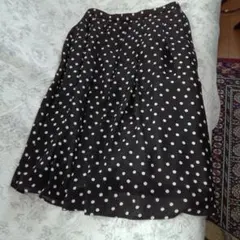 黒白水玉フレアロングスカート