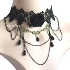 No.248A アンティークローズレースチョーカーネックレス 韓国 薔薇 地雷