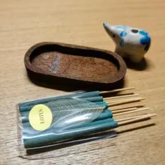 ロータスお香8本とゾウの陶器香立てセット